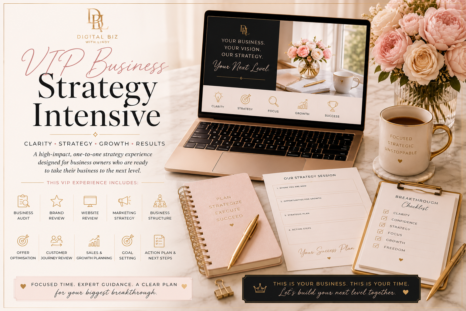 VIP Business Strategy Intensive materials with strategy checklist